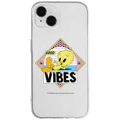 ERT GROUP etui na telefon Iphone 14 PLUS, case oryginalny i oficjalnie licencjonowany przez Looney Tunes, wzór Tweety 013, optymalnie dopasowane, plecki z TPU częściowo przeźroczyste