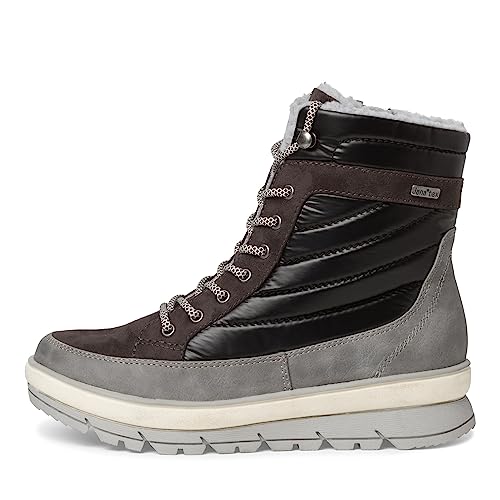 Jana Damskie Softline 8-26266-41 wygodne szerokie wygodne buty z ciepłą podszewką błyszczący materiał wierzchni botki, szary (Graphite), 38 EU Weit