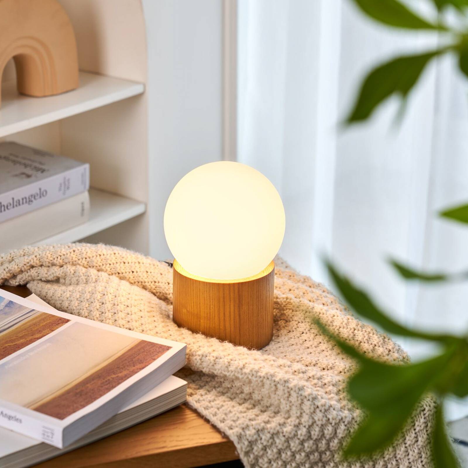 Pauleen Woody Shine lampa stołowa, drewno, szkło