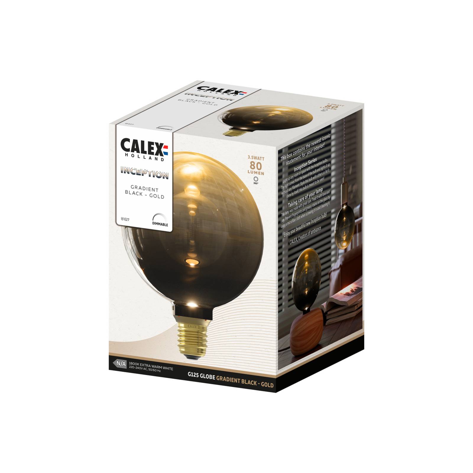 Calex Inception globe LED E27 G125 3W 1 800 K