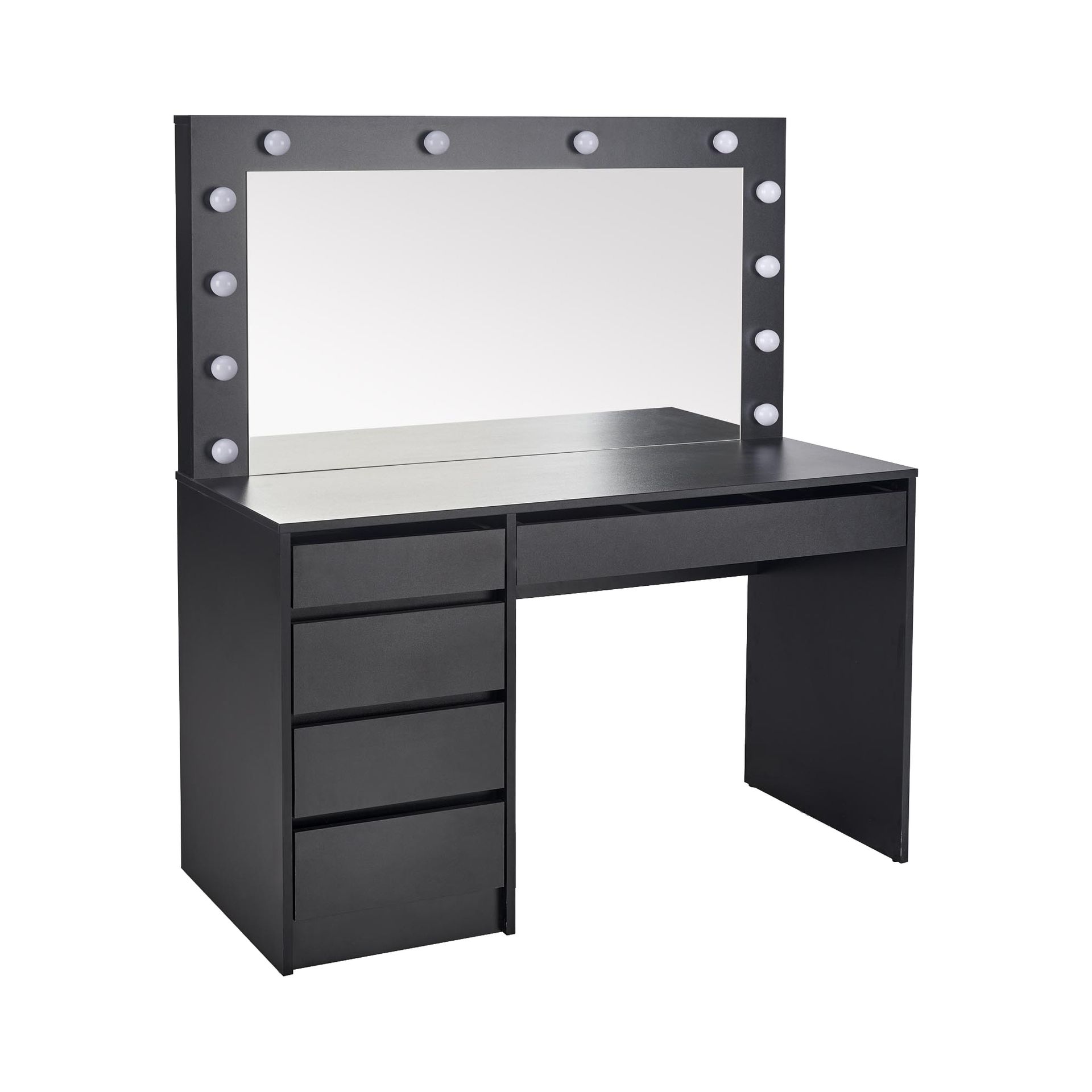 Hollywood XL Czarny Halmar Toaletka z Lustrem i Oświetleniem Halmar Czarny