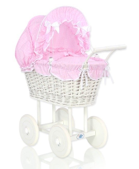 Wózek wiklinowy Róż i śnieżna biel My Sweet Baby