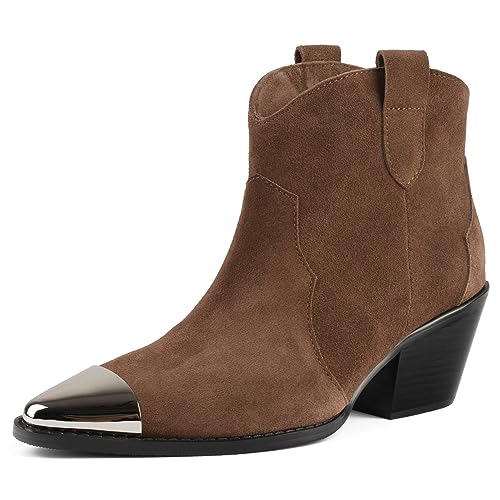 L37 HANDMADE SHOES Damskie botki zamszowe I ręcznie wykonane buty I wyjątkowy styl I Manhattan Skyline Ankle Boot, brązowe, 39 EU, brązowy, 39 EU