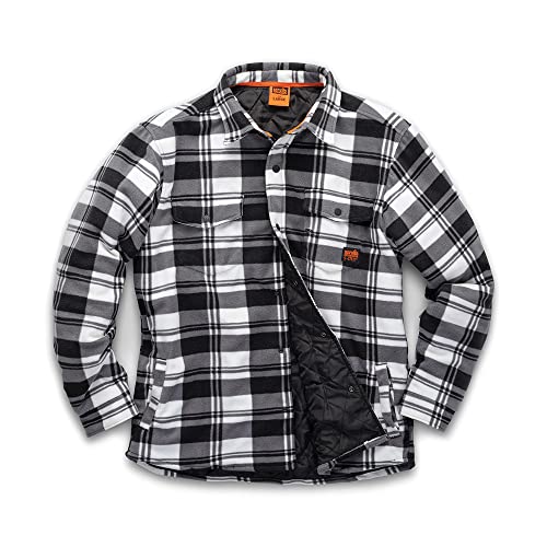Scruffs Męska kurtka robocza wyściełana koszula w kratę, czarna/biała, XL, czarny/biały, XL
