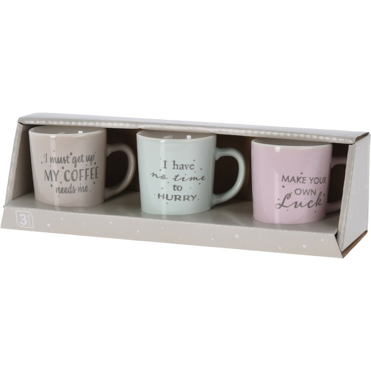 EH 3-częściowy zestaw kubków porcelanowych Coffee time, 100 ml