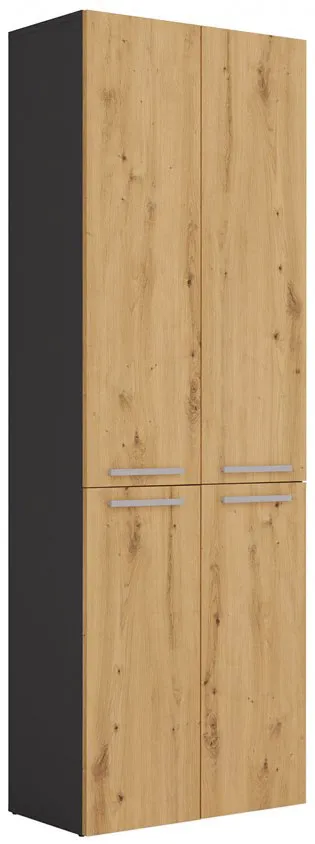 Regał do łazienki z koszem antracyt + dąb artisan S6-T33