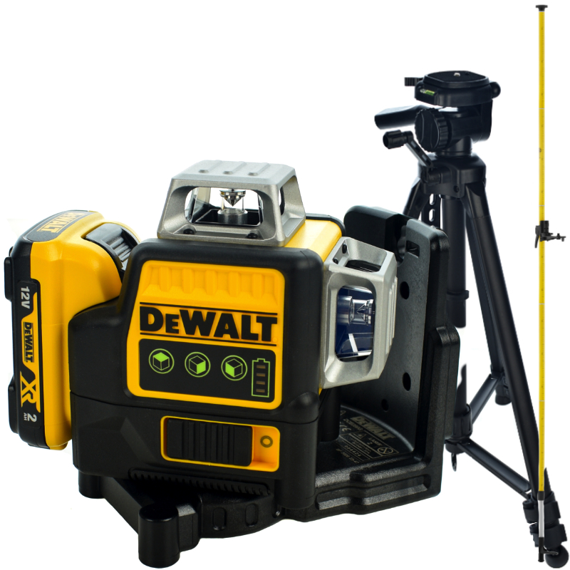 Laser płaszczyznowy DCE089D1G DEWALT + Tyczka 3,3m LP-33 + Statyw 1.4m