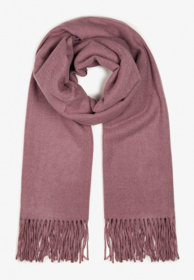 Fioletowy Szalik z Tkaniny Wykończony Frędzlami Teofilla