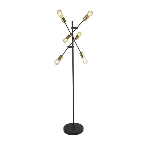 Armstrong lampa podłogowa 6xE27czarna/satynowy mosiądz EU8076-6BK