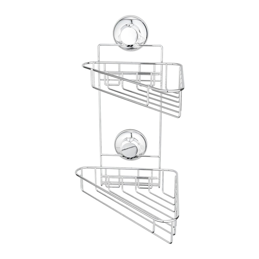 Srebrna narożna samoprzylepna metalowa półka łazienkowa Bestlock Bath – Compactor