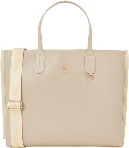 Tommy Hilfiger Damska torba z tornistrem Tommy Satchel, beżowa, jeden rozmiar, Biała glina, Jeden rozmiar, Kultowy tornister Tommy