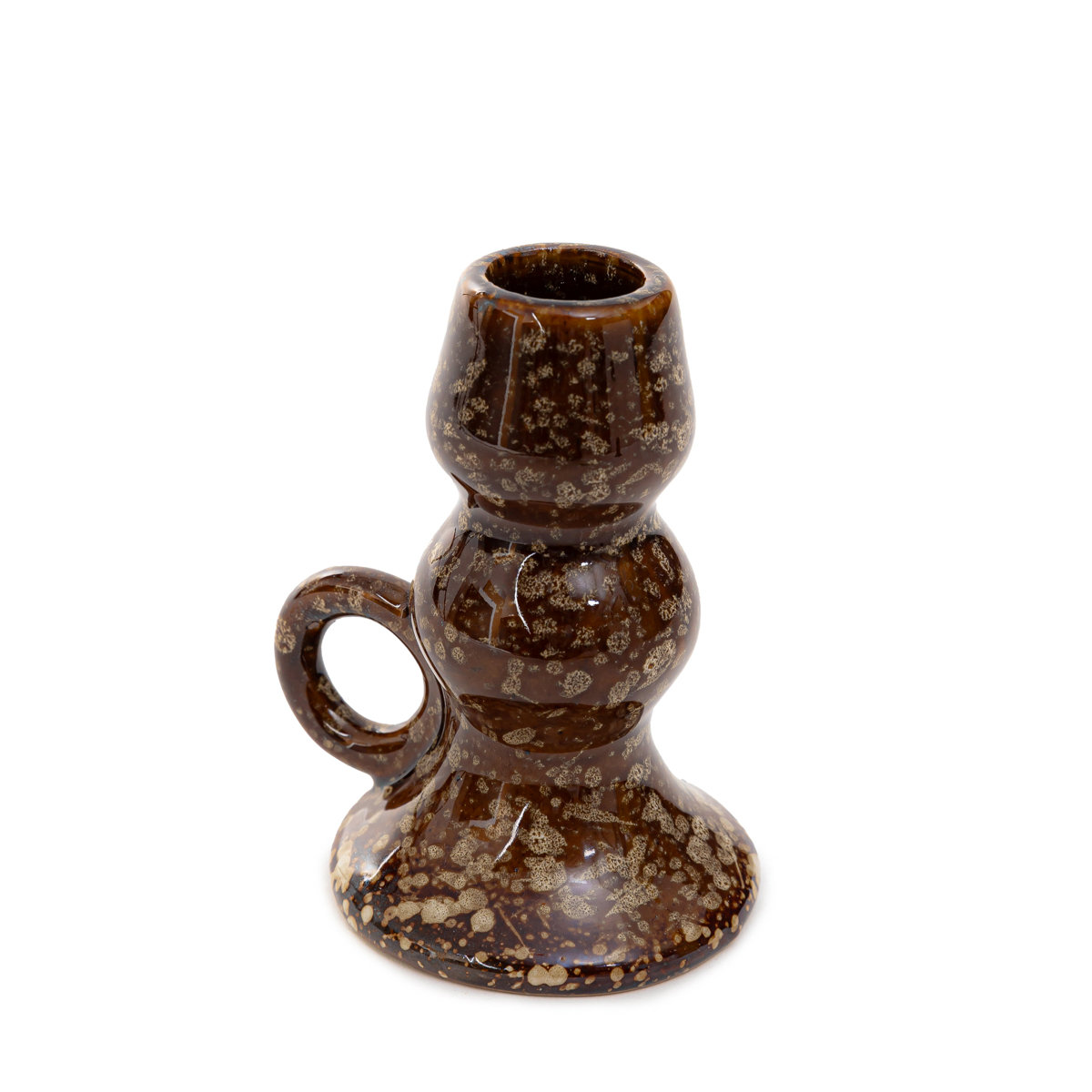 Świecznik ROLO ceramiczny brązowy 8,5x7x10,5 cm HOMLA