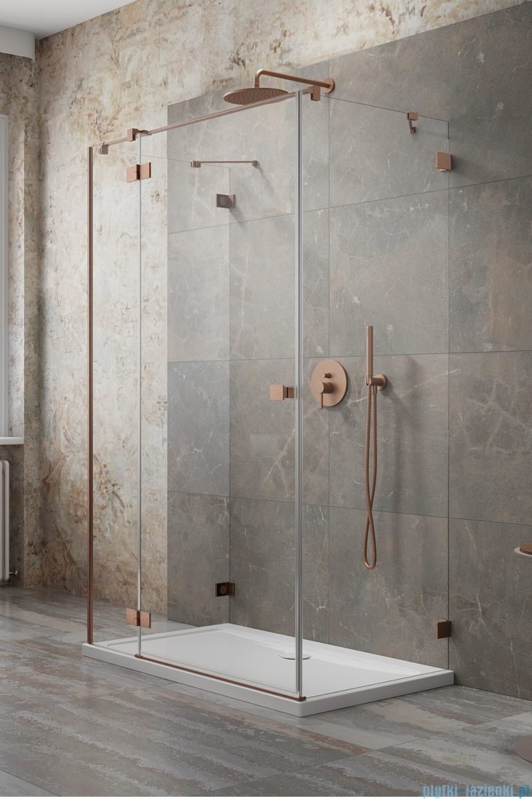 Radaway Essenza Pro Brushed Copper Kdj+S kabina 90x110x90cm lewa szczotkowana miedź 10097311-93-01L/10098090-01-01/10098090-01-01