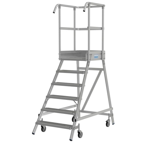 KRAUSE Podest jezdny 6 stopniowy z jednostronnym wejściem, stopniami z kraty o klasie poślizgu R13 821409