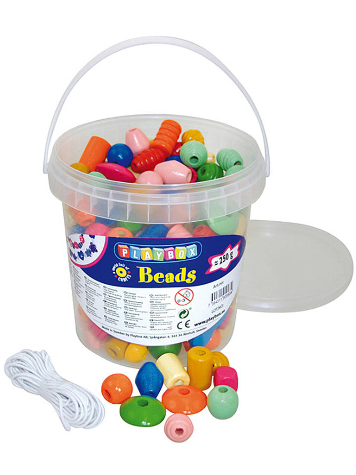 Playbox Zestaw drewnianych koralików - 250 g - 3+