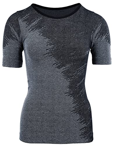 duParc Damska koszulka sportowa Active Wear, bezszwowa, szybkoschnąca, z efektem melanżu, szary, L