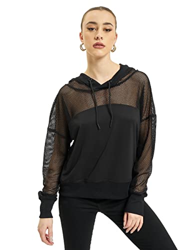 Urban Classics Damska bluza z kapturem z siateczki, czarny, L