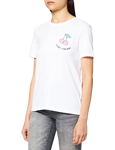 ONLY Onlkita Life Reg S/S Fruity Top Box Jrs T-Shirt damski, Bright White/Print:Cherry, XS