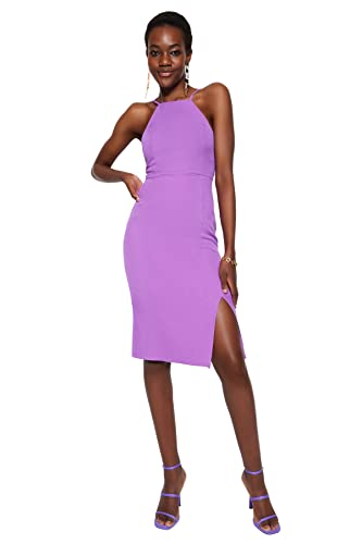 Trendyol Damska obcisła sukienka o regularnym kroju, fioletowa, 40, Fioletowy, 38