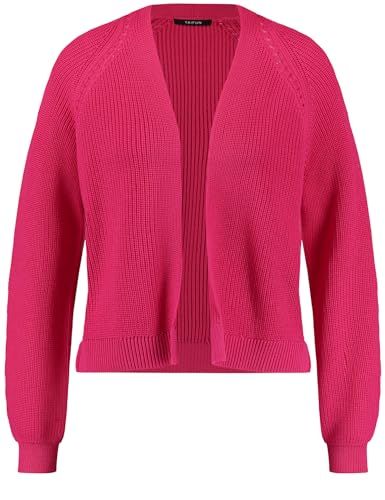 Taifun Damska kurtka z dzianiny z bawełny, raglanowe rękawy, kurtka z długim rękawem, jednokolorowa, Luminous Pink, 44