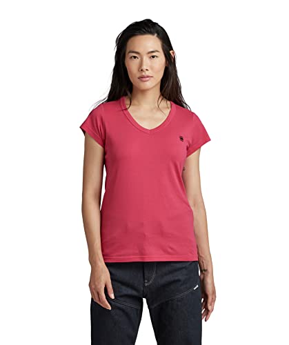 G-STAR RAW Women's Eyben Stripe Slim V-Neck Top T-shirt, różowy (Bright Bazooka 4107-7178), XS, Różowy (Bright Bazooka 4107-7178), XS