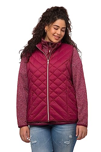 Ulla Popken Hyprar damska kamizelka pikowana, wodoodporna, stójka, kamizelka z recyklingu, karminowoczerwony, 54-56 duże rozmiary