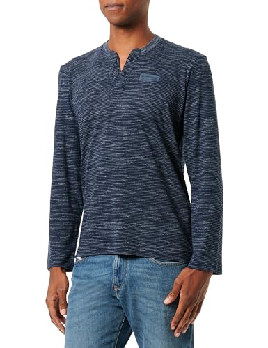 TOM TAILOR Koszulka męska z długim rękawem, 32450 - Sky Captain Blue Stripy Inject, XXL