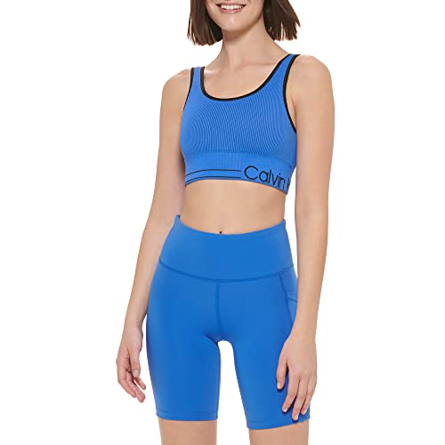 Calvin Klein Performance Damski biustonosz sportowy średni Impact ze zdejmowanymi miseczkami, niebieska fala, XS