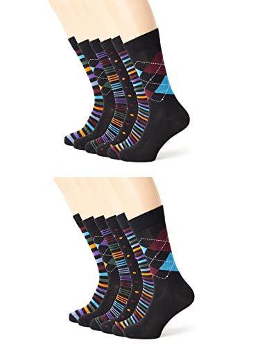 Fm London Mężczyźni Bamboo Skarpety, Wielokolorowy (Stripes & Dots), 43-46 EU