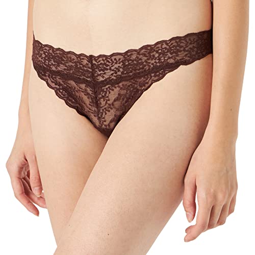 women'secret Braga Clásica de Encaje Figi damskie, Ciemny brąz, XL