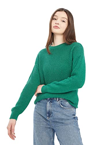 DeFacto Sweter normalny krój dla kobiet - sweter z golfem na topy damski (zielony, L), zielony, L