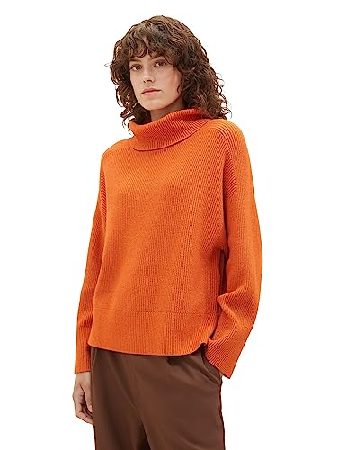 TOM TAILOR Sweter damski z golfem, 32403-Gold Flame Orange Melange, S
