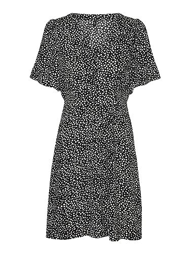 Bestseller A/S Damska sukienka Vmalba Ss Short Dress WVN Noos, Black/Aop: joey Dot, S