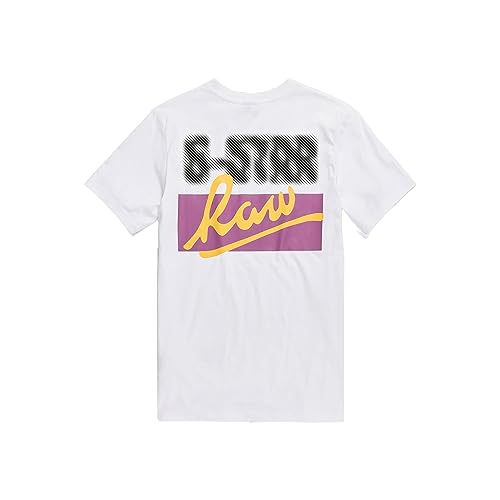 G-STAR RAW Męski T-shirt z tyłu Slim R T, Biały (White D23730-336-110), XS