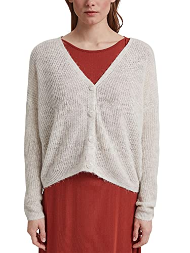 ESPRIT Collection Z wełną/alpaką: kardigan z dzianiny żebrowanej