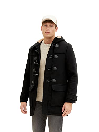 TOM TAILOR Męskie Płaszcz wełniany Dufflecoat 1032508, 29999 - Black, S