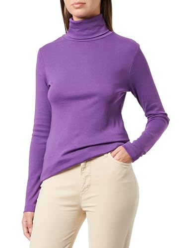 Q/S by s.Oliver Damska koszulka z długim rękawem z golfem, fioletowy, XS