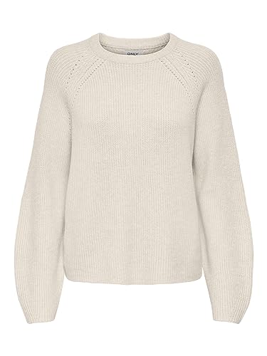 ONLY Onlfia Ls O-Neck Cc KNT sweter damski, Whitecap Gray/Szczegóły: melanż, S