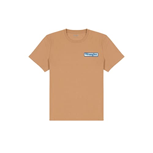 Wrangler Męski t-shirt z logo, Burro Brown, L, Burro Brown, L