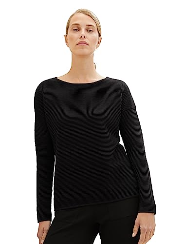 TOM TAILOR Damski sweter Basic Otoman, 14482-Deep Black, XL