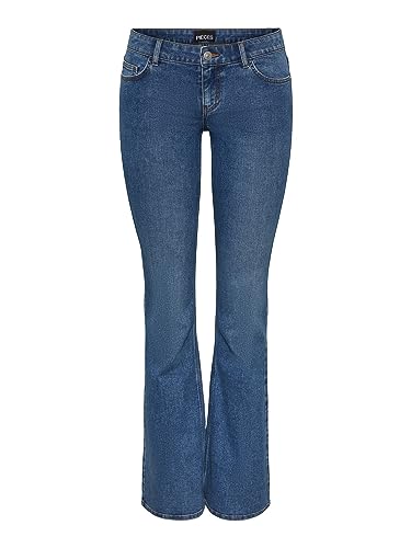 PIECES Pcpeggy Lw Flared Mb Jeans Noos Bc dżinsy damskie, niebieski (medium blue denim), (L) W / 30L