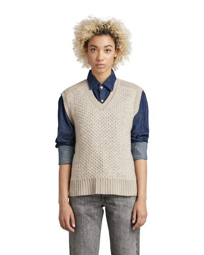 G-STAR RAW Damski sweter Structure Slipover Vest Loose Knit, Beżowy/khaki (Brown Rice C928-d309), L