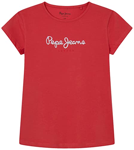 Pepe Jeans Koszulka dziewczęca HANA Glitter S/S N, czerwona studyjna, 16 lat, Czerwony studio, 16 lat