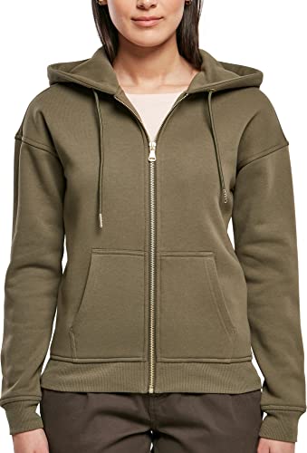 Urban Classics Damska bluza z kapturem, z zamkiem błyskawicznym, oliwkowa, L, oliwkowy, L