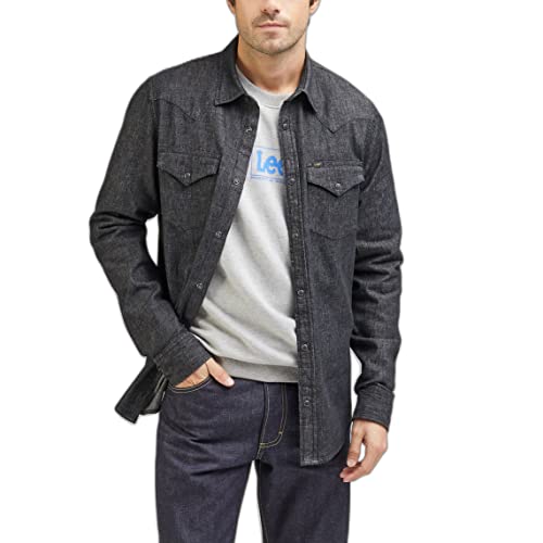 Lee Męska koszula regular westernowa, Washed Black, rozm. XXL, Washed Black, XXL