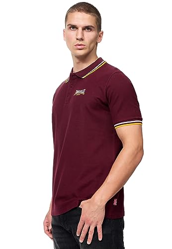 Lonsdale Męska koszulka polo Velton, Oxblood/Yellow/White, 3XL, 117462