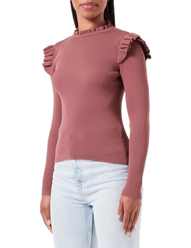 Bestseller A/S Damski sweter ONLSIA Sally Ruffle LS KNT NOOS, różowo-brązowy, L, Rose Brown, L