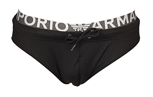 Emporio Armani Swimwear Men's Emporio Armani Logo Band Low Swim Briefs, Black, 52, czarny