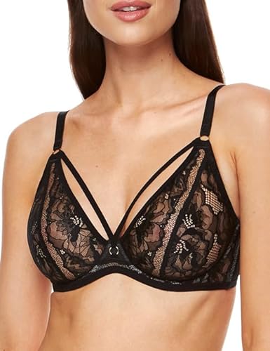 Gorteks Gwen-B2 miękki biustonosz, koronkowy biustonosz, Comfort – 70A, czarny, czarny, 70A