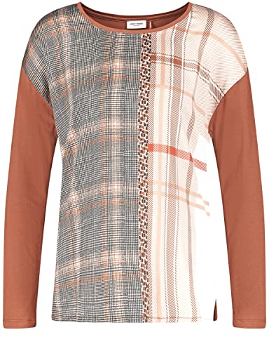 Gerry Weber Damska bluzka z długim rękawem i nadrukiem zwierzęcym, Camel/Pumpkin/czarny, 36